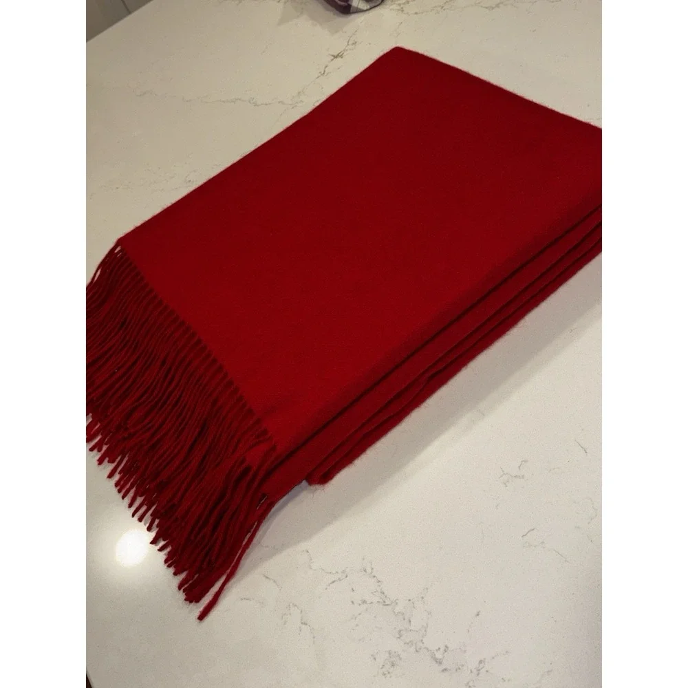 NWOT‎ Williams Sonoma Cashmere Throw Fringe Red 50